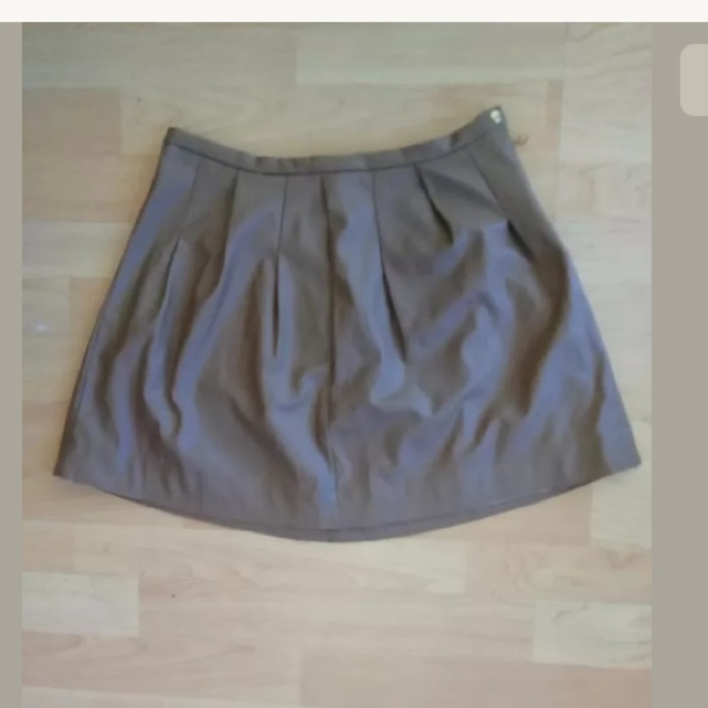 NEW Freeway tan faux leather pleated mini skirt S